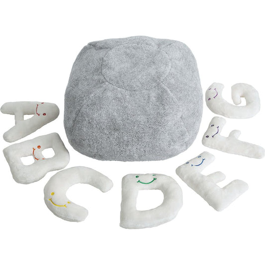 Alphabet Plush Set - Cream Letters with Light Grey Bag