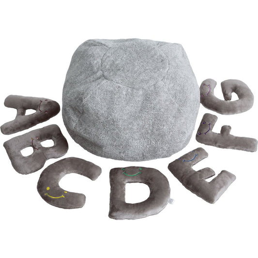 Alphabet Plush Set - Rhino Grey Letters with Light Grey Bag