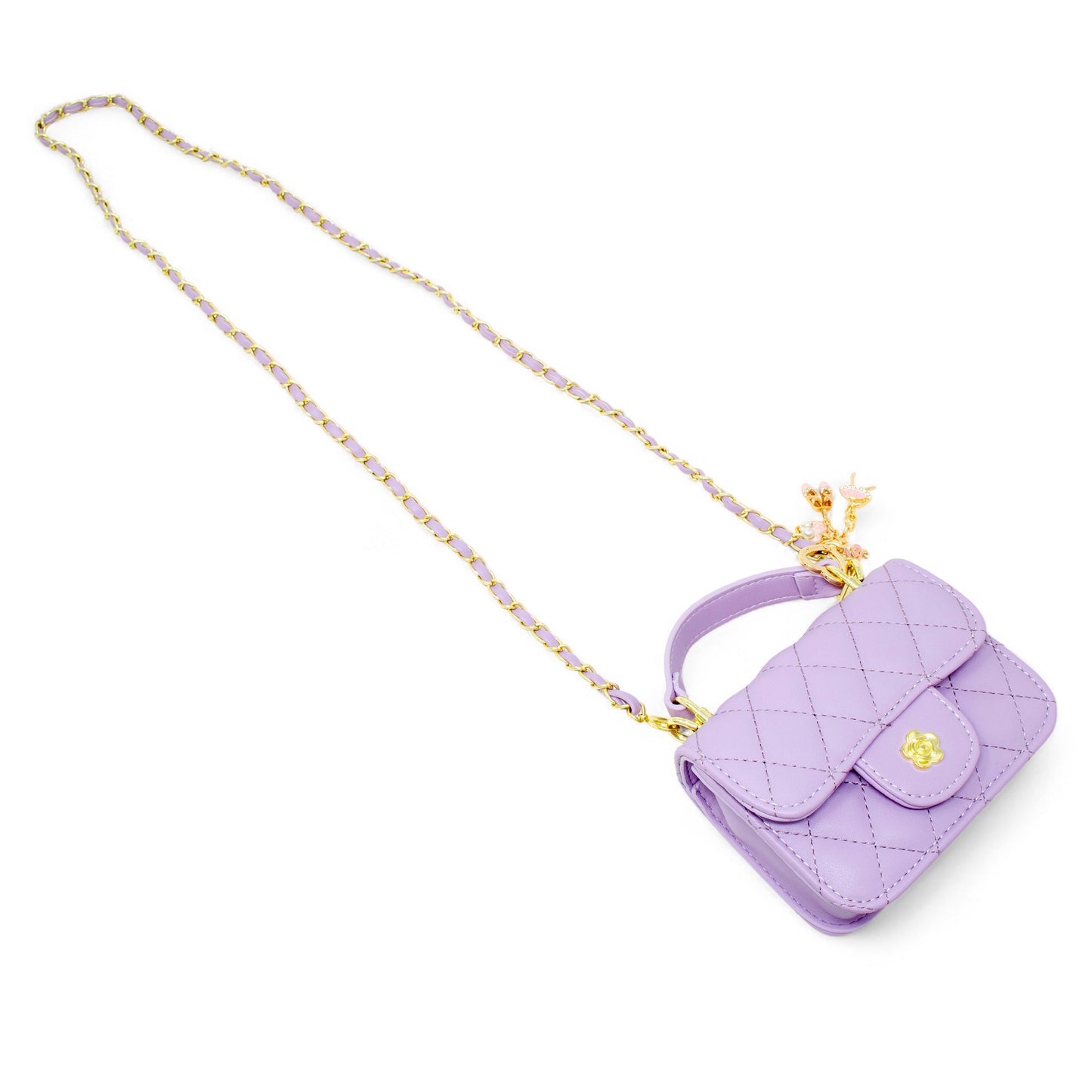 Tiny Quilted Ballet Charm Handbag - Purple