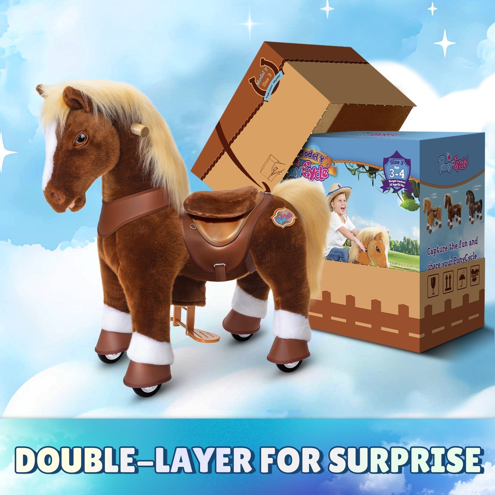 Brown Horse Model Y Ride on Toy - 3-4 Years