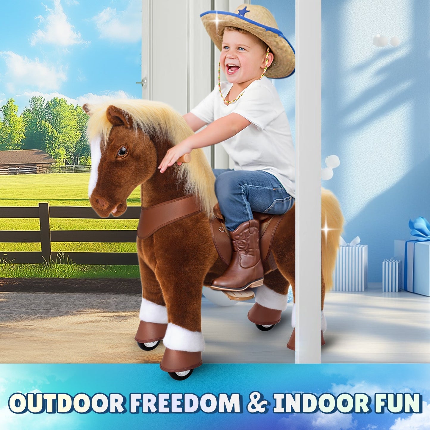 Brown Horse Model Y Ride on Toy - 4-7 Years