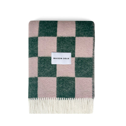 Checkerboard Blanket - Green/Pink