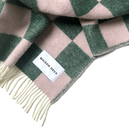 Checkerboard Blanket - Green/Pink