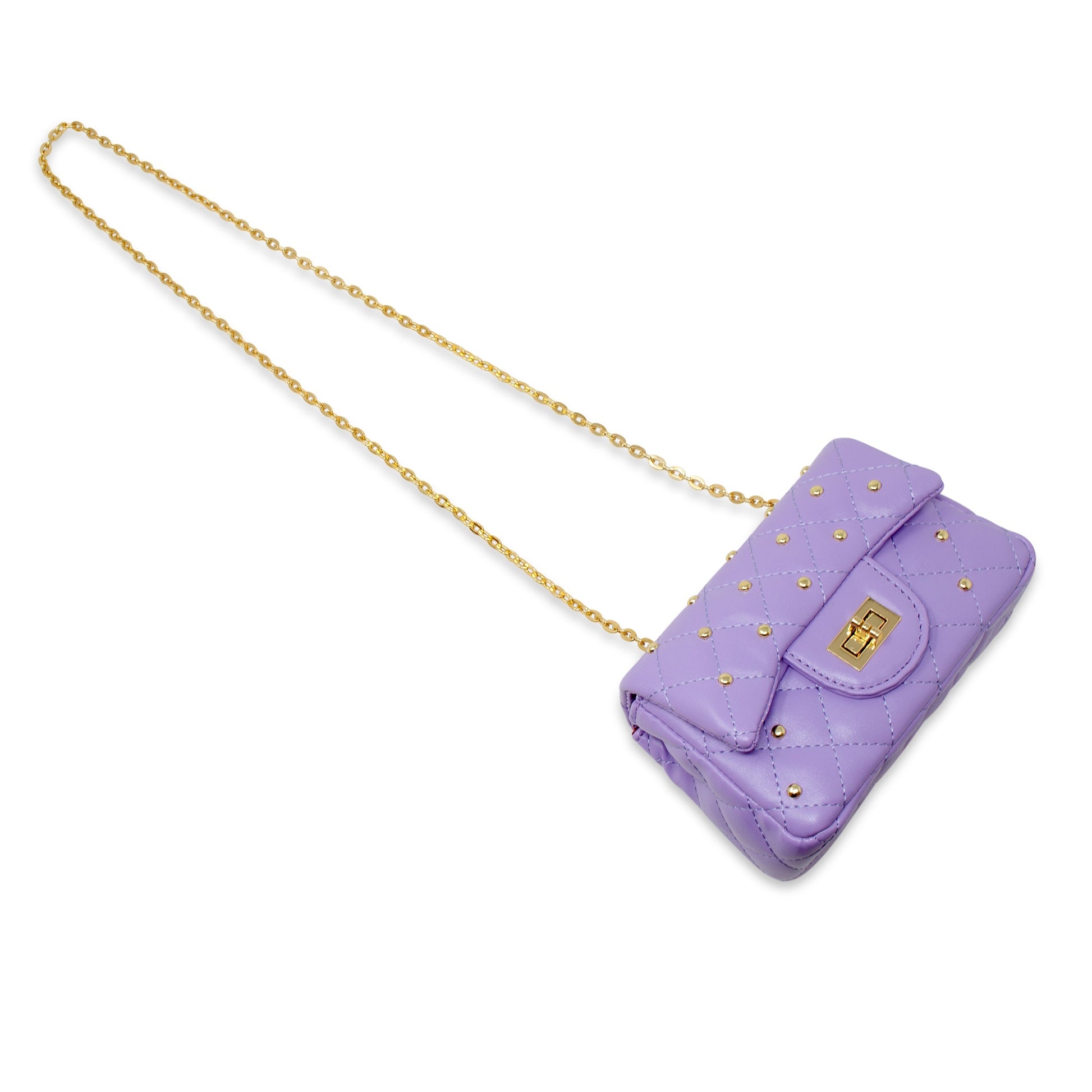 Classic Quilted Stud Handbag - Purple
