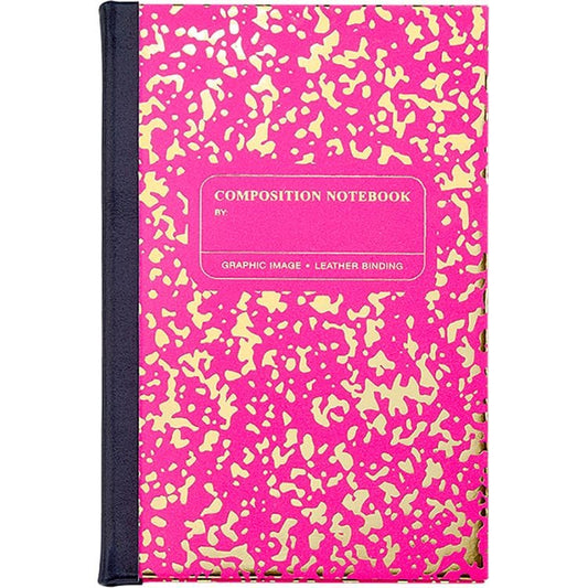 Composition Notebook in Neon Pink/Gold Leather