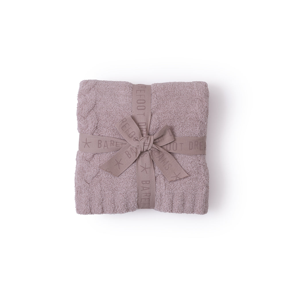CozyChic Braided Cable Receiving Blanket - Heathered Rose-Dusty Mauve