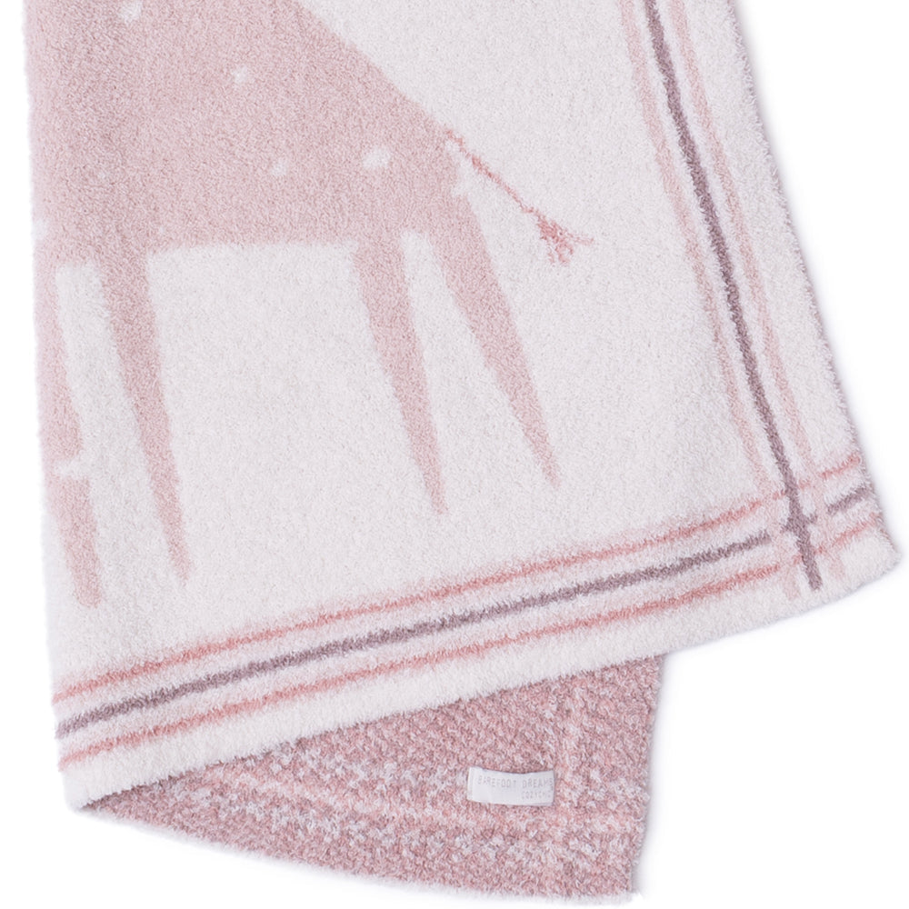 CozyChic Giraffe Stroller Blanket - Dusty Rose Multi