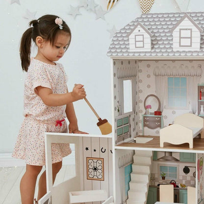 Dreamland Farm House Dollhouse - White / Grey