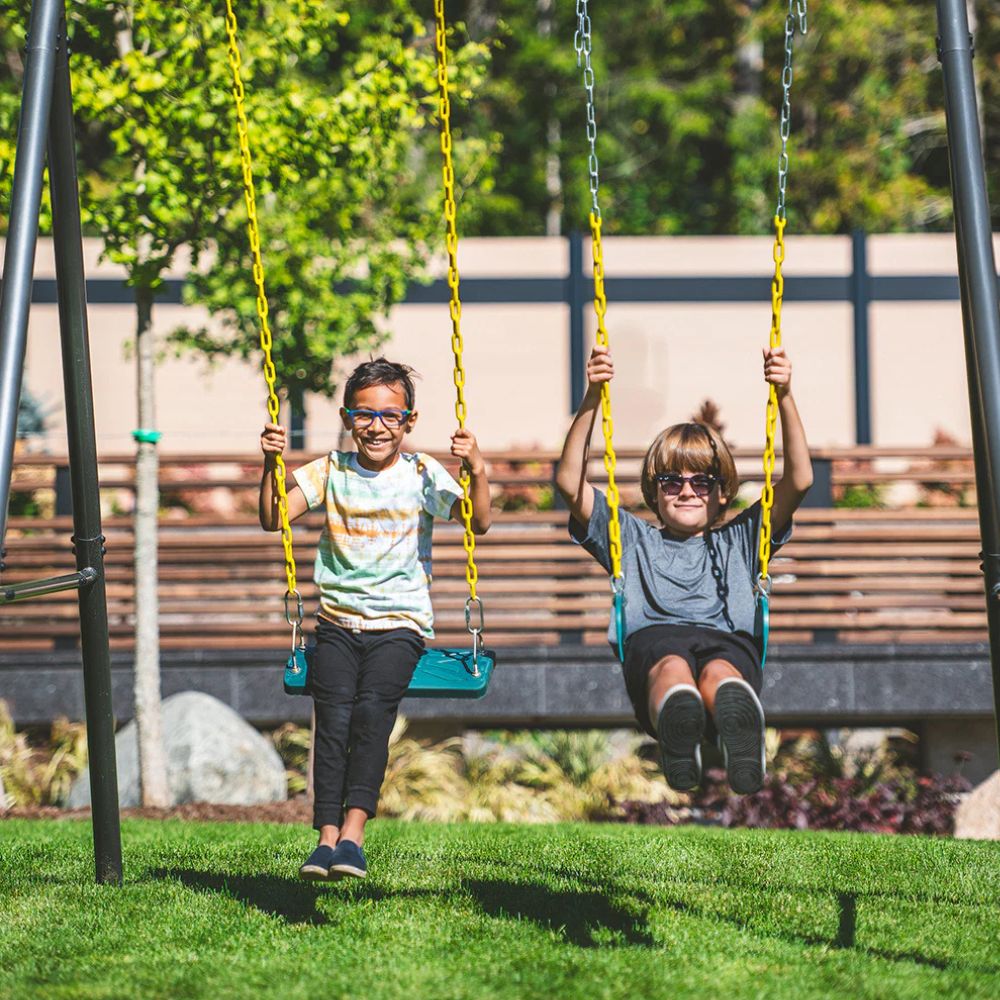 Gobaplay TitanPro Swing Set with Green Saucer Tent Swing