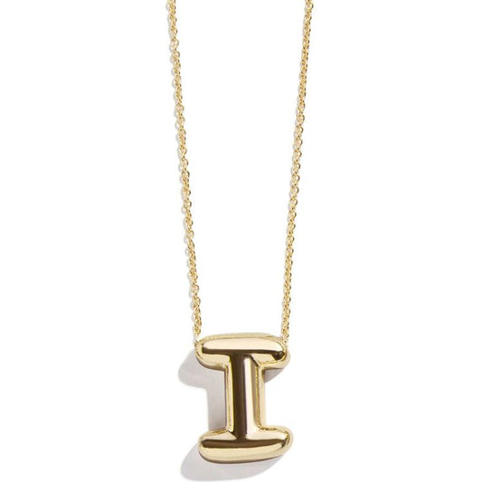 Gold Bubble Initial Necklace - I