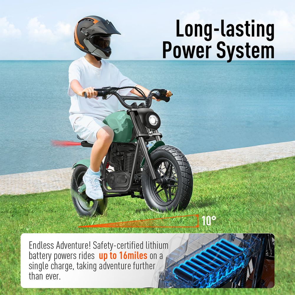 Hyper Gogo S9 Kids Motorcycle - Green