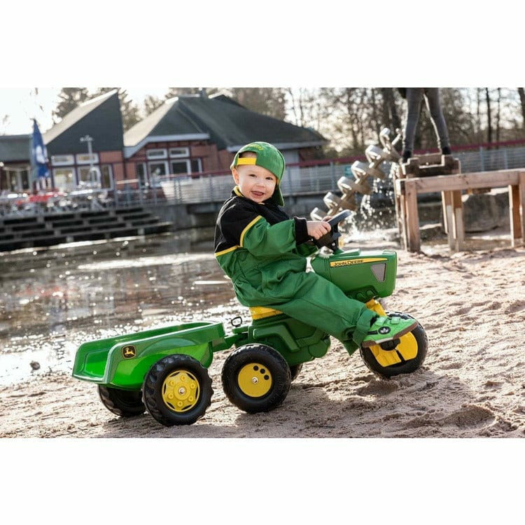 John Deere 3-Wheel Pedal Tractor with Trailer
