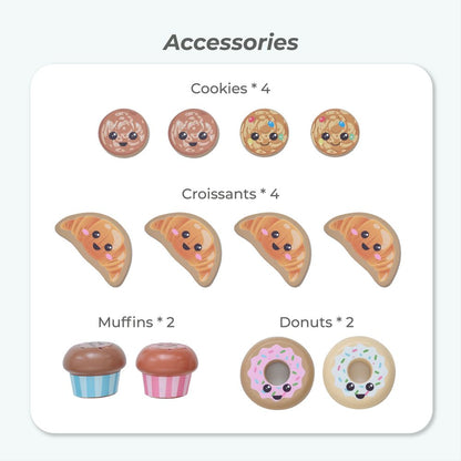 Jolly Pals Wooden Bakery Stand with 12 Pastry Pieces