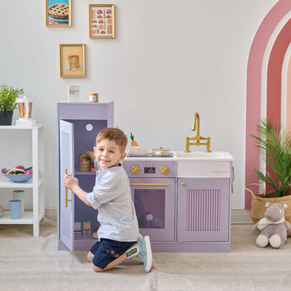 Little Chef Chester Wooden Play Kitchen with Large Fridge & Sink - Purple