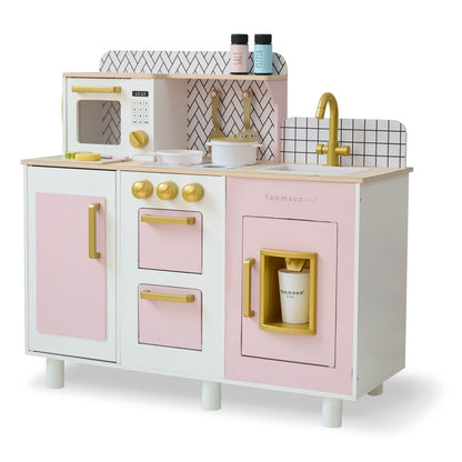 Little Chef Hampton Wooden Play Kitchen with Ice Dispenser & Sink - Pink