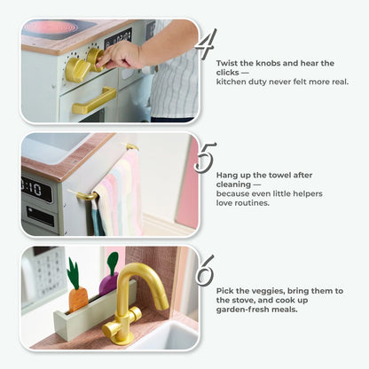 Little Chef Lake Tahoe Wooden Play Kitchen Washer & Mini Garden - Pink