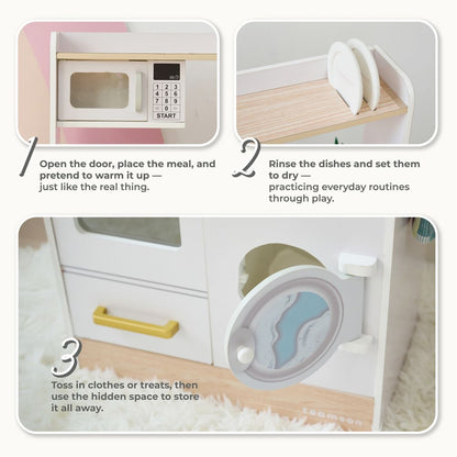 Little Chef Lake Tahoe Wooden Play Kitchen Washer & Mini Garden - White