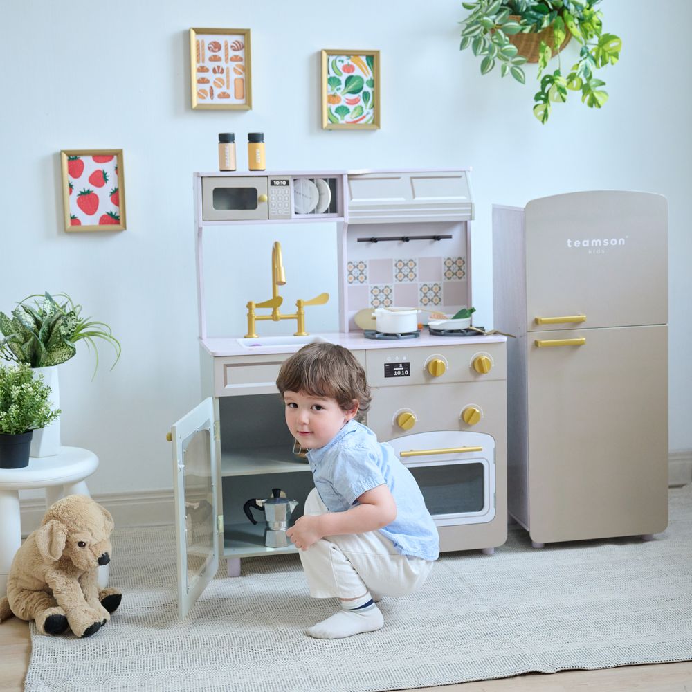 Little Chef Normandy Wooden Play Kitchen with Modular Fridge & Sink - Grey