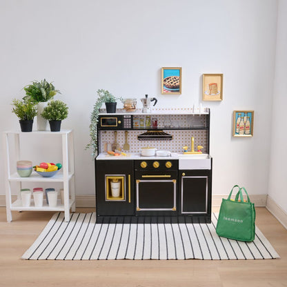 Little Chef St. Louis Wooden Play Kitchen with Sink & Ice Dispenser - Black