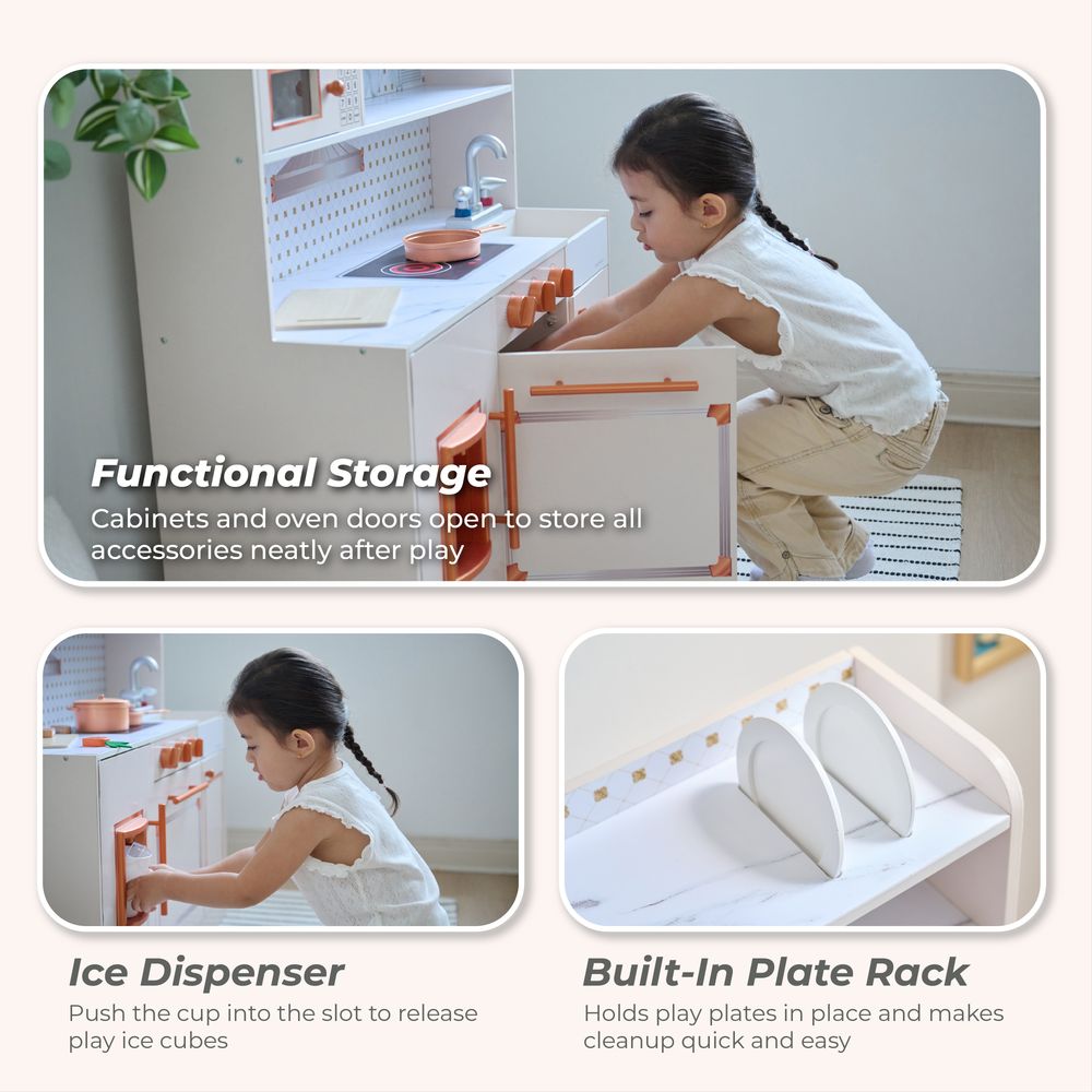 Little Chef St. Louis Wooden Play Kitchen with Sink & Ice Dispenser - Pink