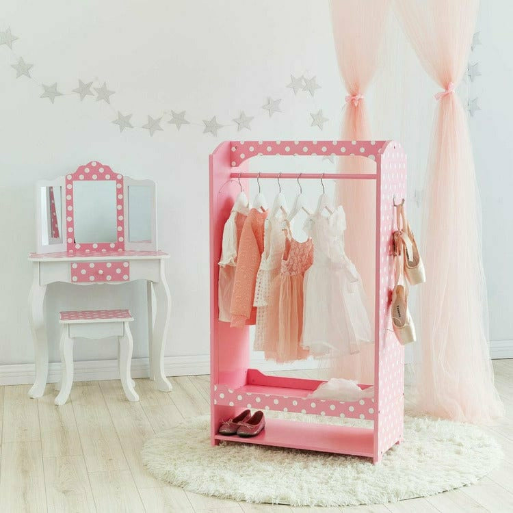 Little Princess Bella Clothing Rack with Storage - Pink