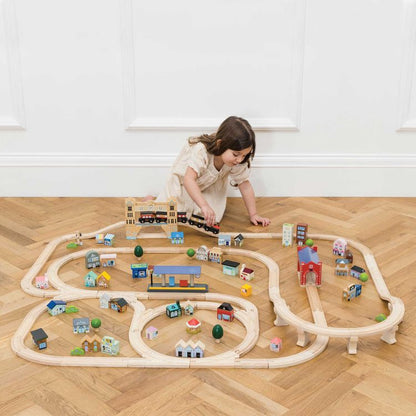 London Wood Train Set – 120 Pieces