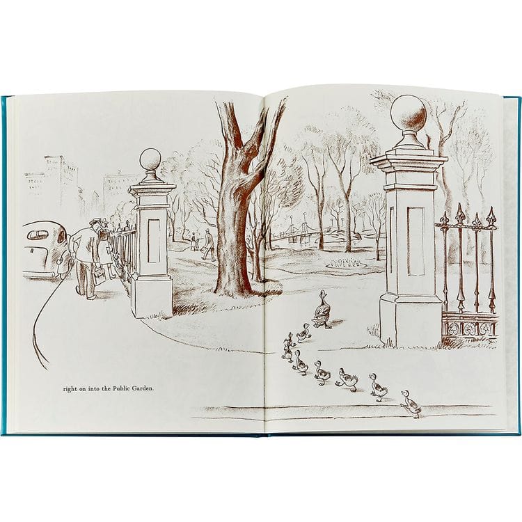 "Make Way For Ducklings" Book in Teal Blue Italian Leather
