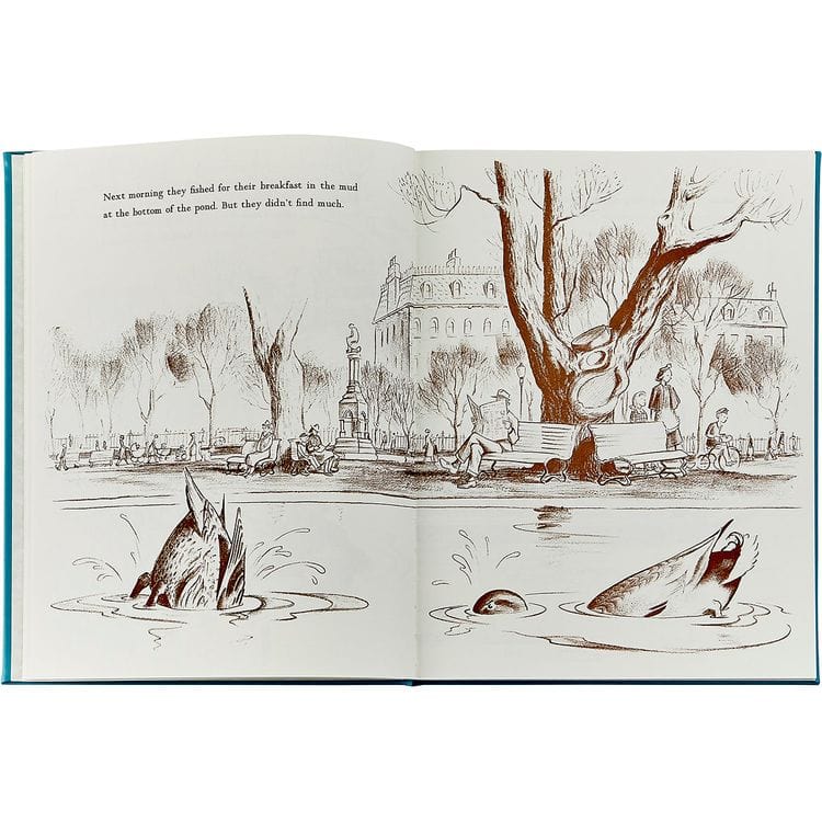 "Make Way For Ducklings" Book in Teal Blue Italian Leather