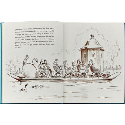"Make Way For Ducklings" Book in Teal Blue Italian Leather
