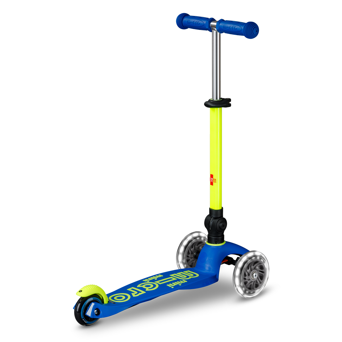 Mini Deluxe Foldable LED Scooter - Neon Canary Yellow/Blue