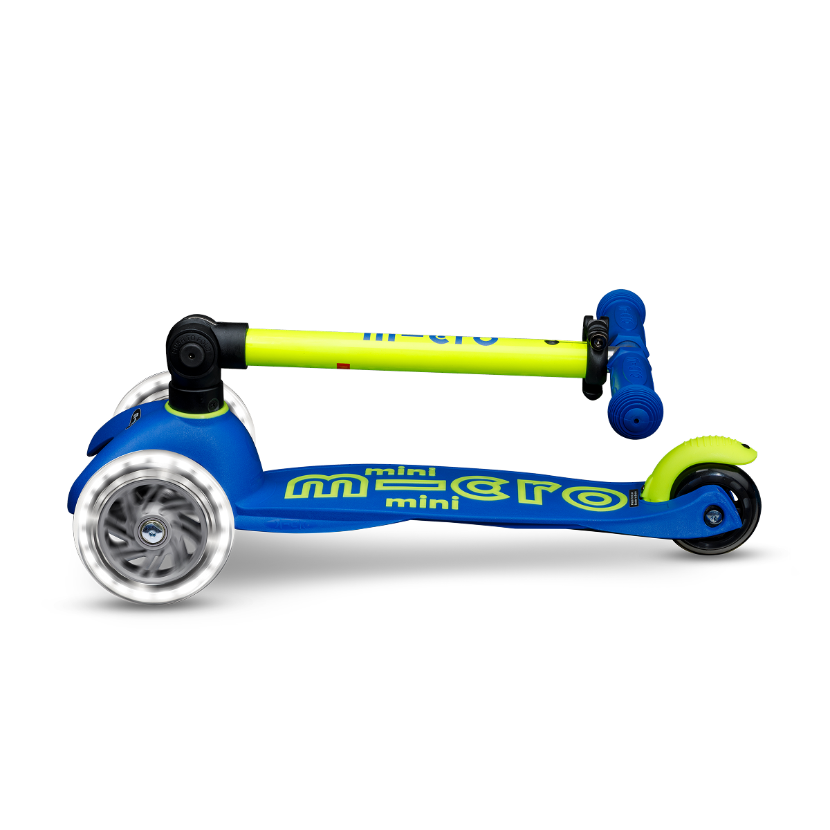 Mini Deluxe Foldable LED Scooter - Neon Canary Yellow/Blue