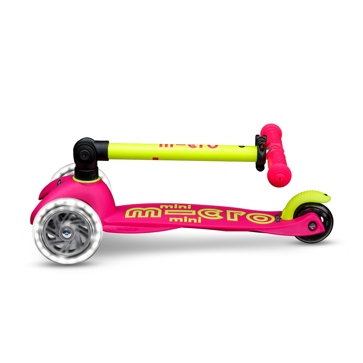 Mini Deluxe Foldable LED Scooter - Neon Flamingo Pink/Yellow