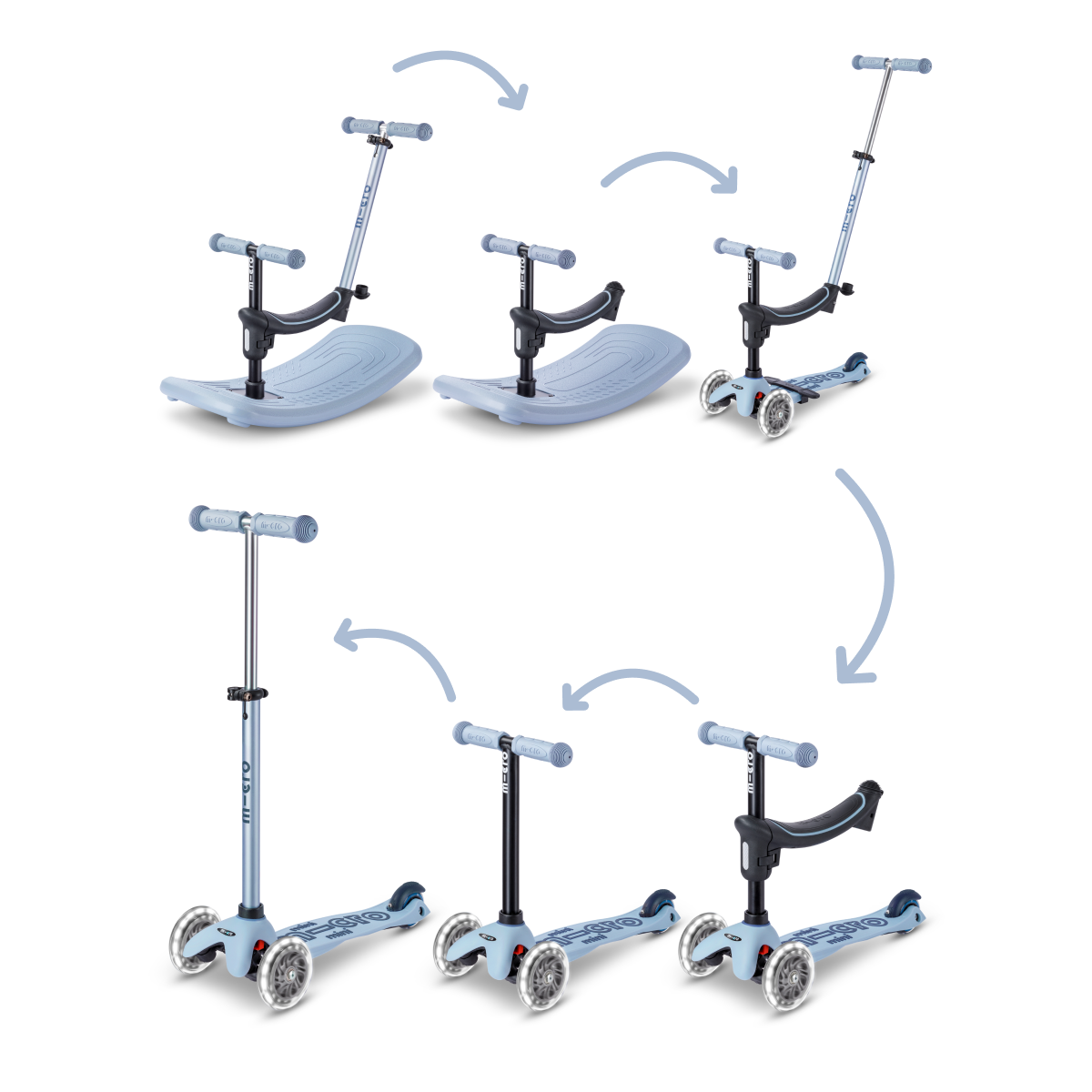Mini Deluxe Rock & Go LED Scooter - Ocean Slate