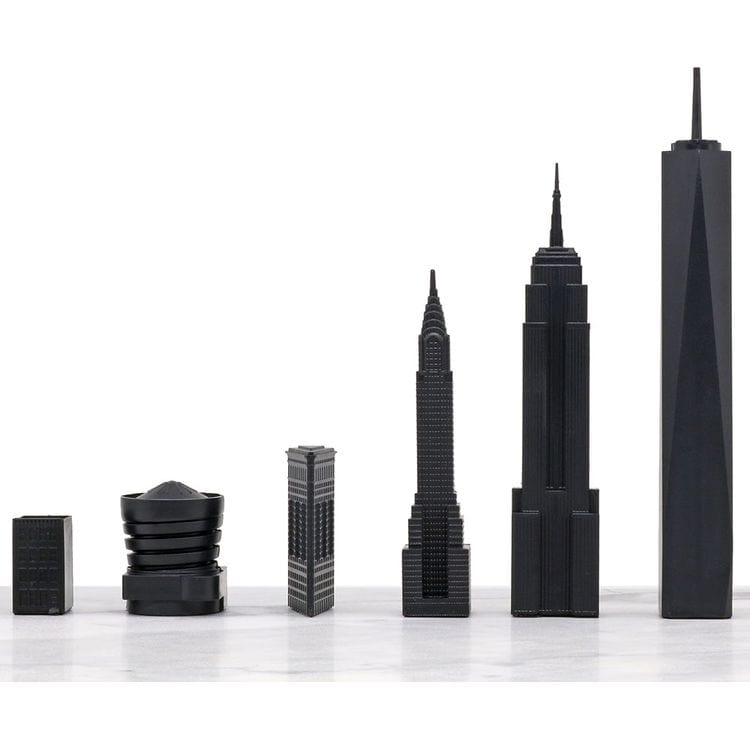 New York City Edition Acrylic Chess Set with Marble Hatch Board