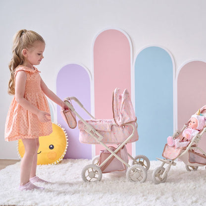 Olivia's Little World Confetti Doll Classic Stroller with Removable Bassinet