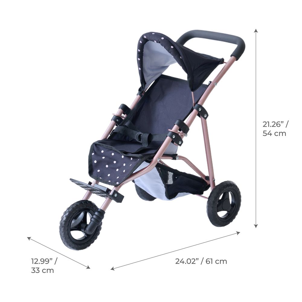 Olivia's Little World Pin Up Doll Jogging Stroller & Retractable Canopy - Black