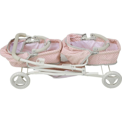 Olivia's Little World Polka Dot Princess Baby Doll Twin Bassinet Stroller