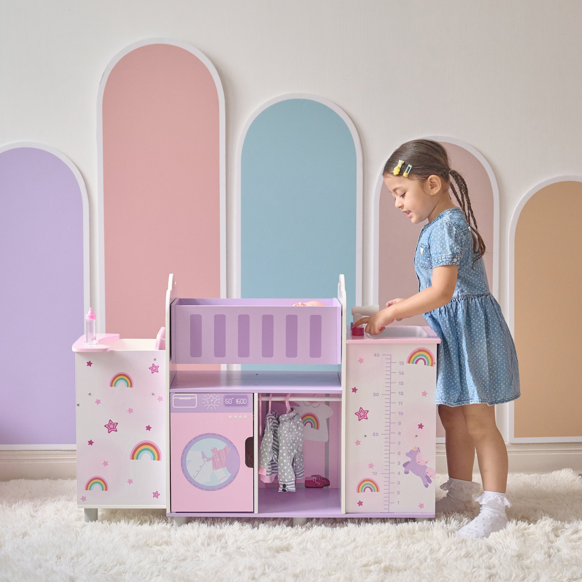 Olivia's Little World Wood Doll Nursery with Cradle, Sink & Closet