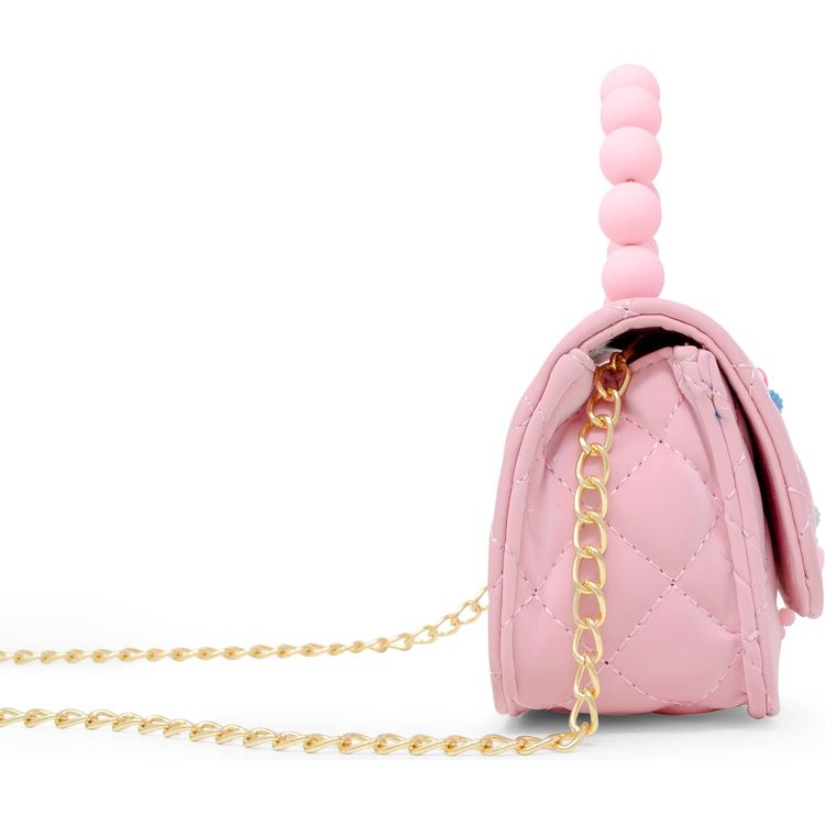Pearl Handle Message Charm Handbag - Pink