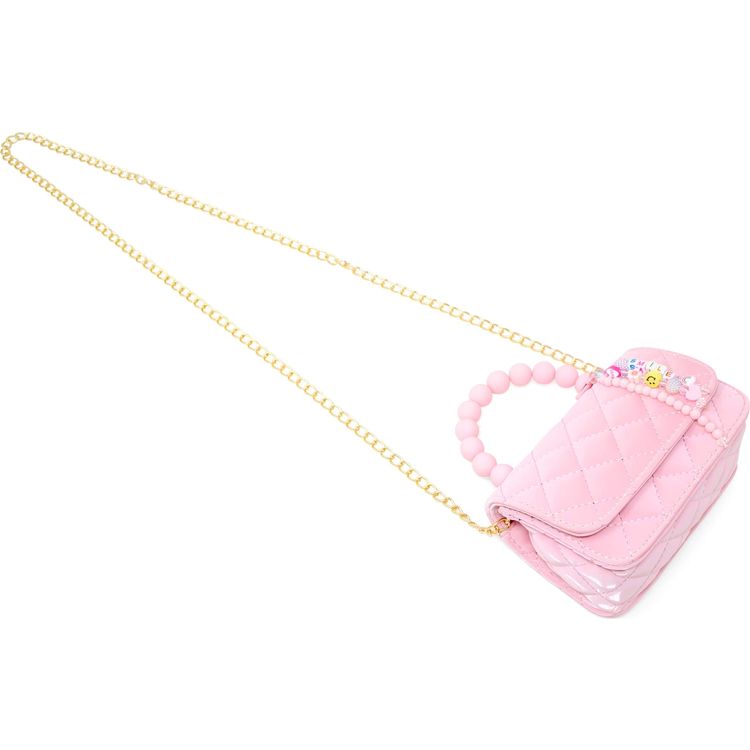 Pearl Handle Message Charm Handbag - Pink