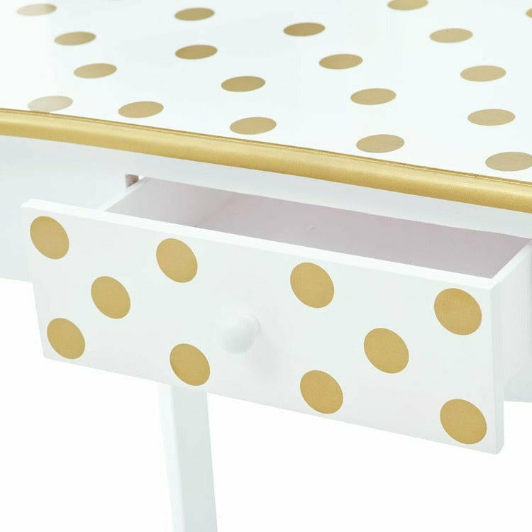 Polka Dot Gisele Play Vanity Set - White/Gold
