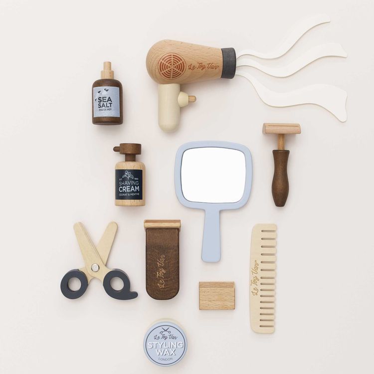 Pretend Play Wooden Hairdresser & Barber Kit - 12 Pieces