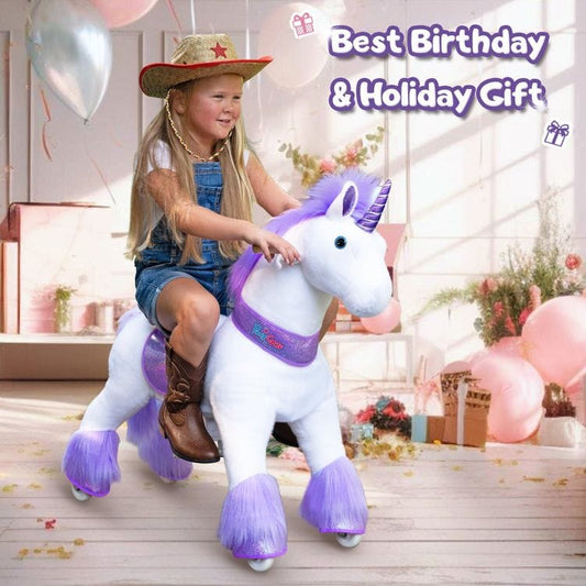 Purple Model U Ride-On Unicorn - 4-7 Years