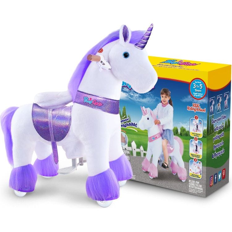 Purple Model U Ride-On Unicorn - 4-7 Years
