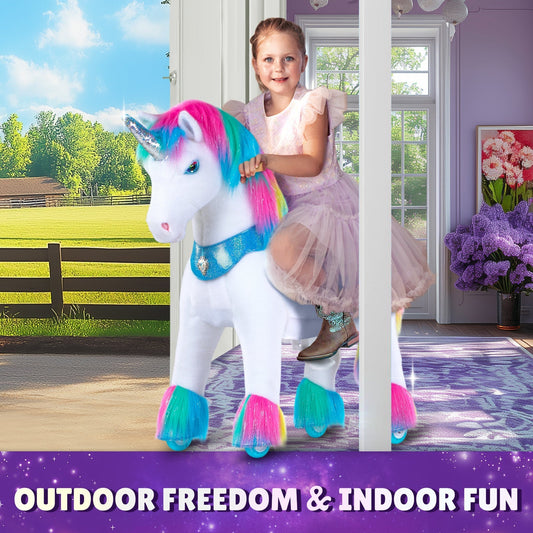 Rainbow Unicorn Model Y Ride on Toy - 4-7 Years