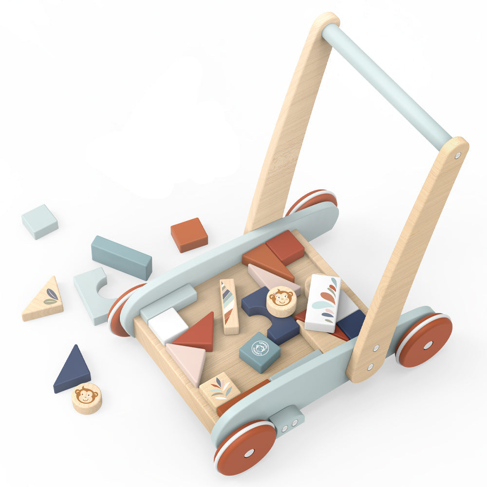 Wooden Walker with Building Blocks