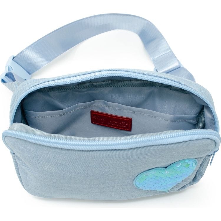 Sequin Heart Belt Bag for Kids - Blue (Denim)