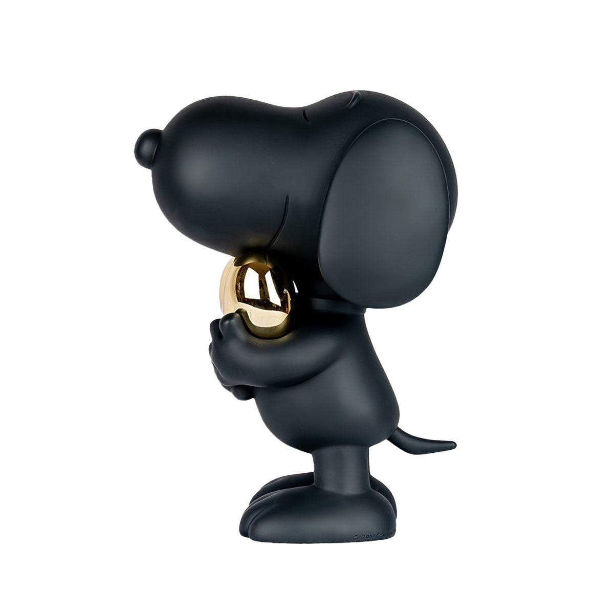 Snoopy Matte Black Figure with Chrome Gold Heart - 21.6"