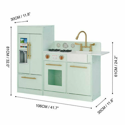 Teamson Kids Little Chef Charlotte 2-Piece Modular Wooden Play Kitchen, Mint