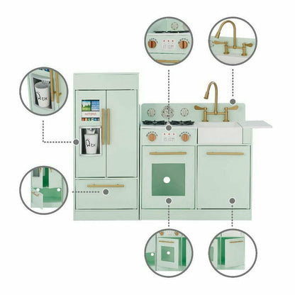 Teamson Kids Little Chef Charlotte 2-Piece Modular Wooden Play Kitchen, Mint